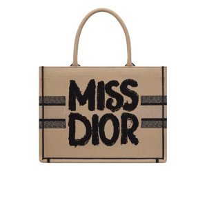 DIOR BOOK TOTE MISS DIOR GRAFFITI EMBROIDERY BEIGE AND BLACK 36CM M1296ZEZD M918