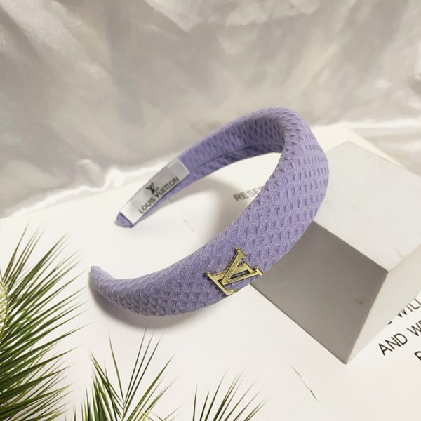 LOUIS VUITTON LV TWEED HEADBAND WITH GOLD LOGO IN PURPLE