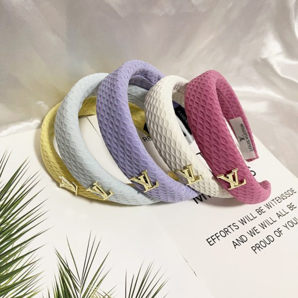 LOUIS VUITTON LV TWEED HEADBAND WITH GOLD LOGO IN PURPLE