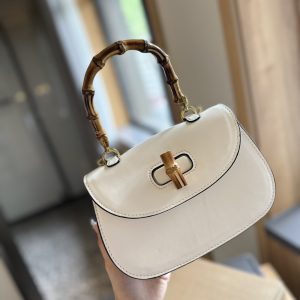 GUCCI BAMBOO 1947 MINI TOP HANDLE BAG WHITE LEATHER 18CM 686864 10ODT 8454