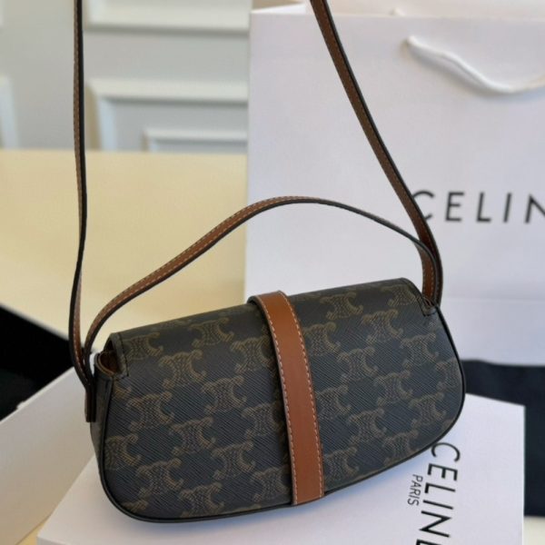 CELINE CLUTCH ON STRAP TABOU IN TRIOMPHE CANVAS AND CALFSKIN TAN 20CM 10I592DQ2 04LU