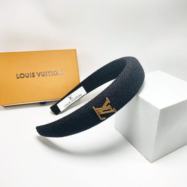 LOUIS VUITTON LV TWEED HEADBAND WITH GOLD HARDWARE IN BLACK