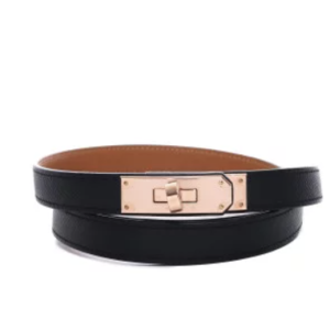 HERMES KELLY 18 BELT BLACK AND ROSE GOLD