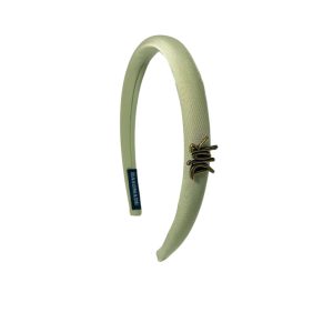 DIOR SMALL DIOR HEADBAND WITH GOLD HARDWARE IN LIGHT GREEN