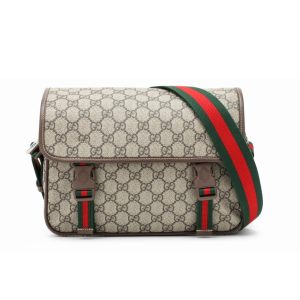 GUCCI GG SUPREME CANVAS SMALL MESSENGER BAG BEIGE EBONY 23CM