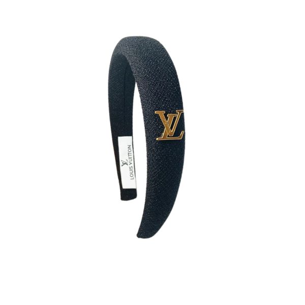 LOUIS VUITTON LV TWEED HEADBAND WITH GOLD HARDWARE IN BLACK