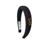 SAINT LAURENT YSL TWEED HEADBAND WITH GOLD HARDWARE IN DARK GREY