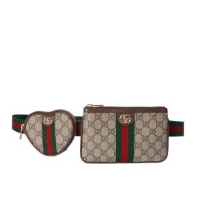 GUCCI OPHIDIA HEART UTILITY BELT BEIGE EBONY 20CM