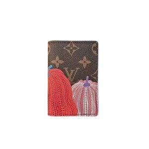 LOUIS VUITTON VERTICAL WALLET x YK PUMPKIN MONOGRAM ECLIPSE CARD HOLDER BROWN 9CM