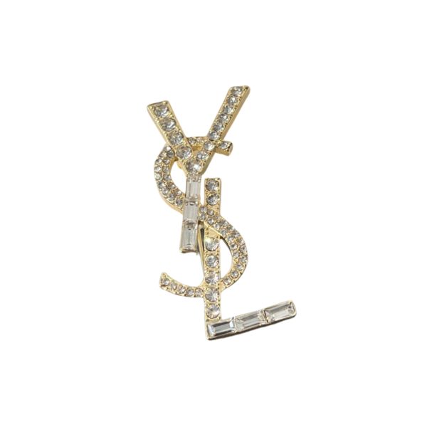 SAINT LAURENT YSL BROOCH GOLD WITH STONE