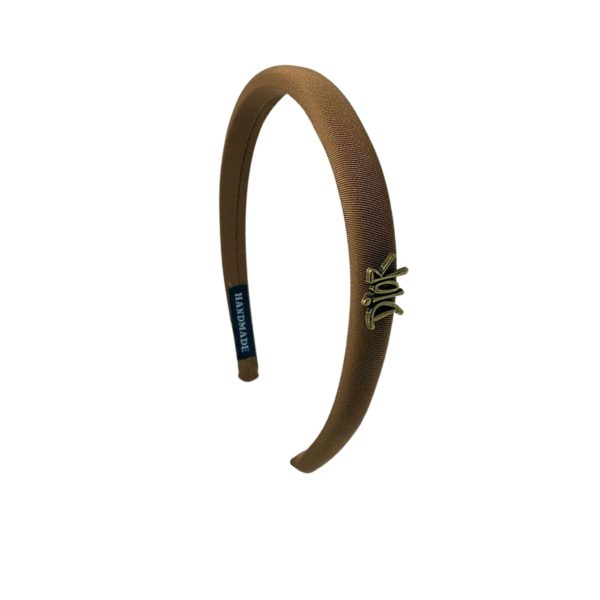 DIOR SMALL DIOR HEADBAND WITH GOLD HARDWARE IN DARK BROWN