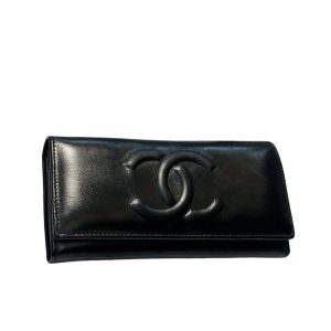 CHANEL LONG LAMBSKIN WALLET BLACK 19CM