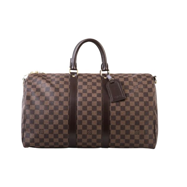 LOUIS VUITTON KEEPALL BANDOULIÈRE TRAVEL BAG DAMIER EBENE BROWN 45CM