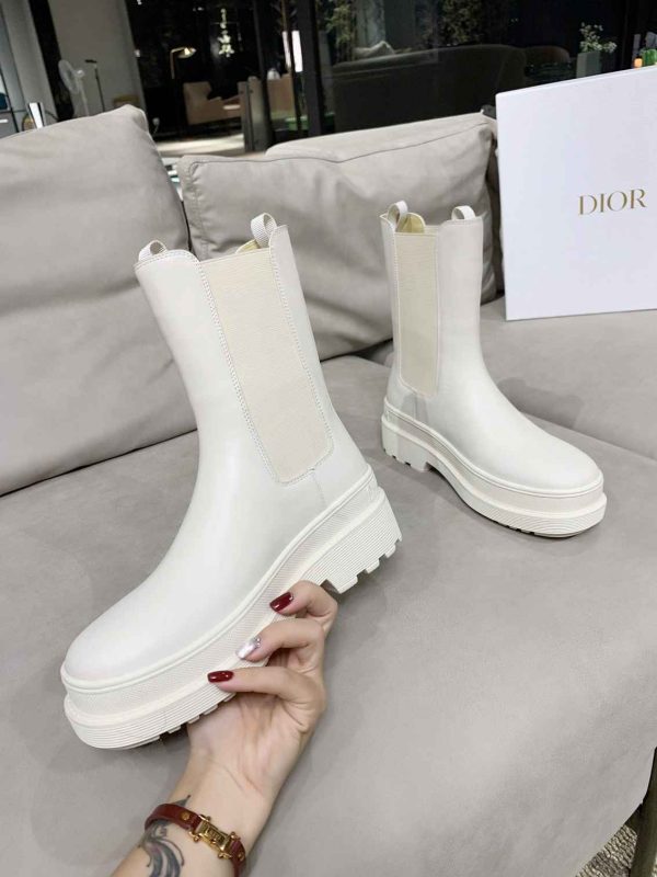 DIOR TRIAL ANKLE BOOTS LEATHER WHITE