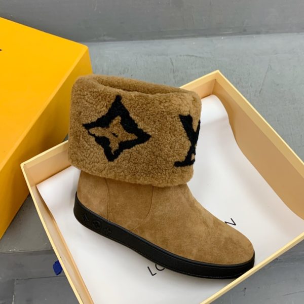 LOUIS VUITTON SNOWDROP FLAT ANKLE BOOT BROWN