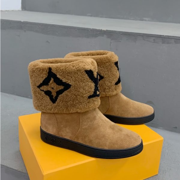 LOUIS VUITTON SNOWDROP FLAT ANKLE BOOT BROWN