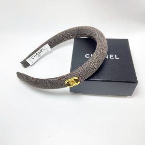 CHANEL SMALL CC TWEED HEADBAND WITH GOLD HARDWARE MULTICOLOR