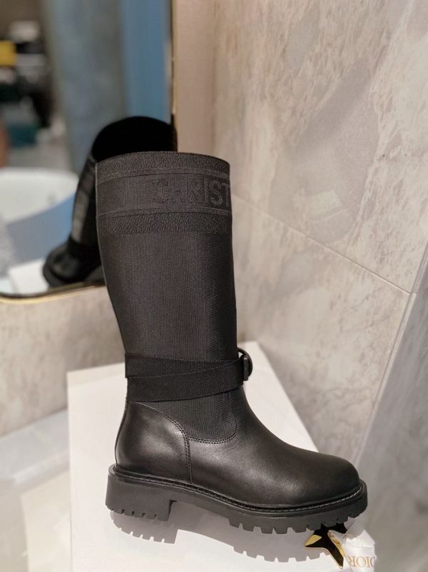 DIOR D MAJOR BOOT FABRIC AND CALFSKIN IN BLACK AND BLACK