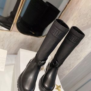 DIOR D MAJOR BOOT FABRIC AND CALFSKIN IN BLACK AND BLACK