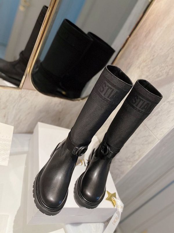 DIOR D MAJOR BOOT FABRIC AND CALFSKIN IN BLACK AND BLACK