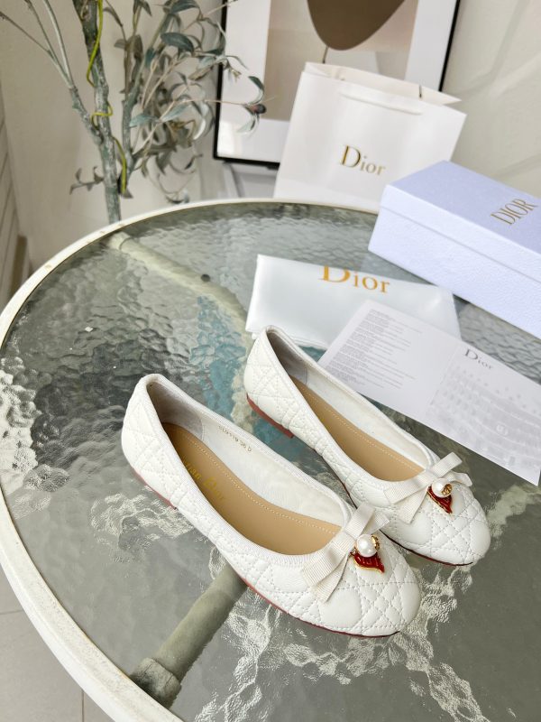 DIOR DIORAMOUR BALLET FLAT WHITE KDB918CQC S03W