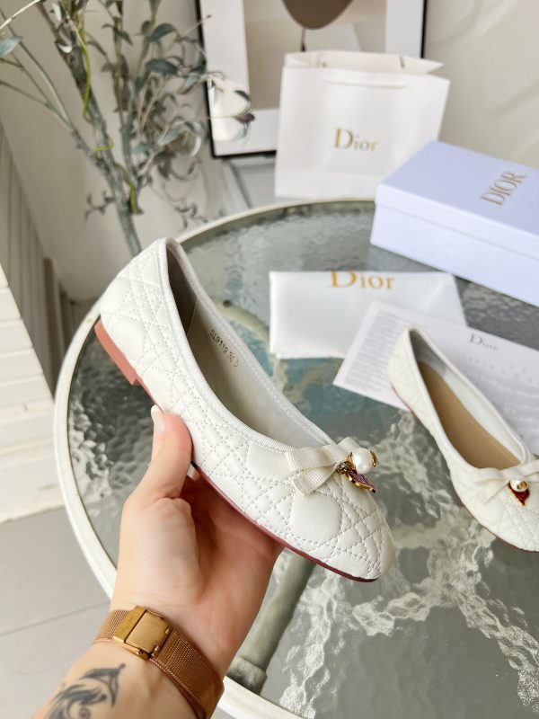 DIOR DIORAMOUR BALLET FLAT WHITE KDB918CQC S03W