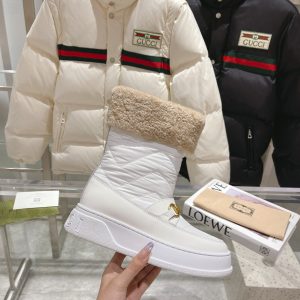 GUCCI HORSEBIT CHEVRON QUILTED BOOTS WHITE