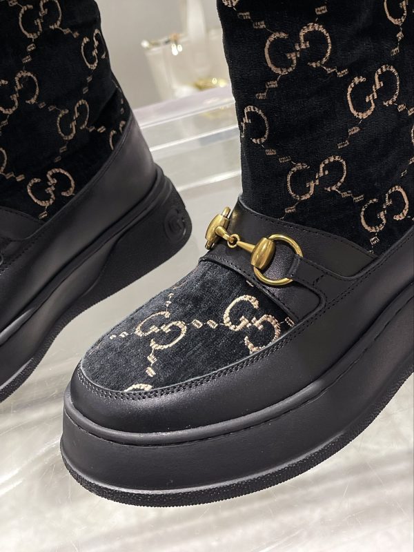 GUCCI 1955 HORSEBIT SNOW BOOTS VELVET FABRIC BLACK