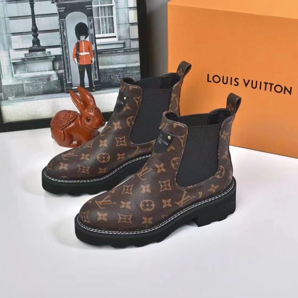 LOUIS VUITTON LV BEAUBOURG ANKLE BOOTS CACAO BROWN 1A8QCL