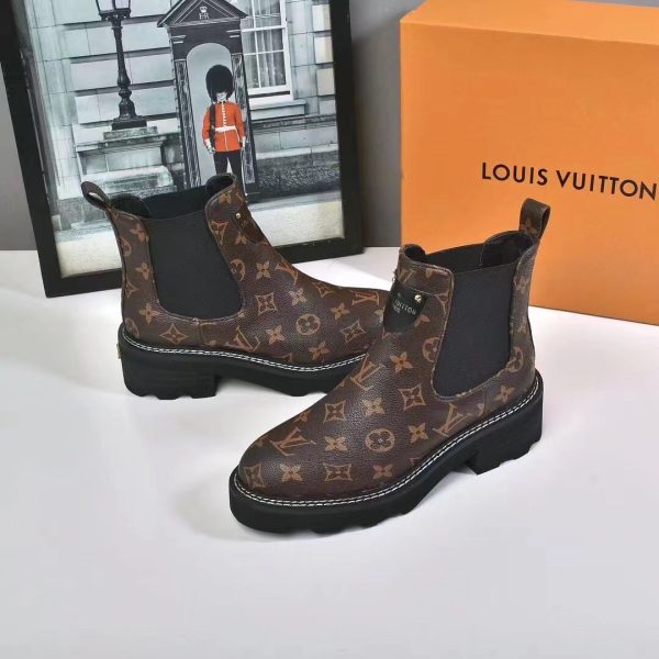 LOUIS VUITTON LV BEAUBOURG ANKLE BOOTS CACAO BROWN 1A8QCL