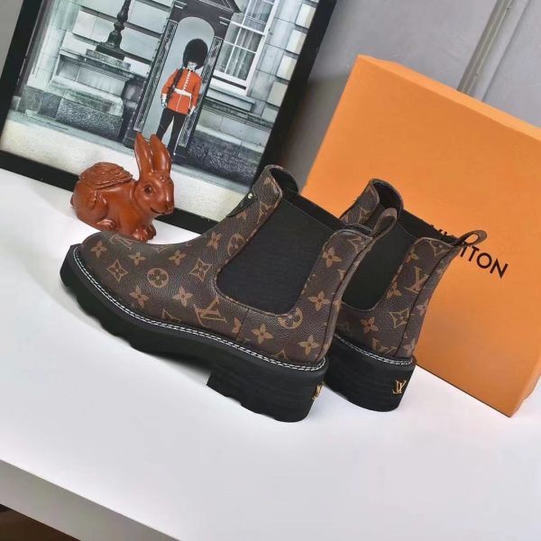 LOUIS VUITTON LV BEAUBOURG ANKLE BOOTS CACAO BROWN 1A8QCL