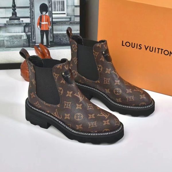 LOUIS VUITTON LV BEAUBOURG ANKLE BOOTS CACAO BROWN 1A8QCL