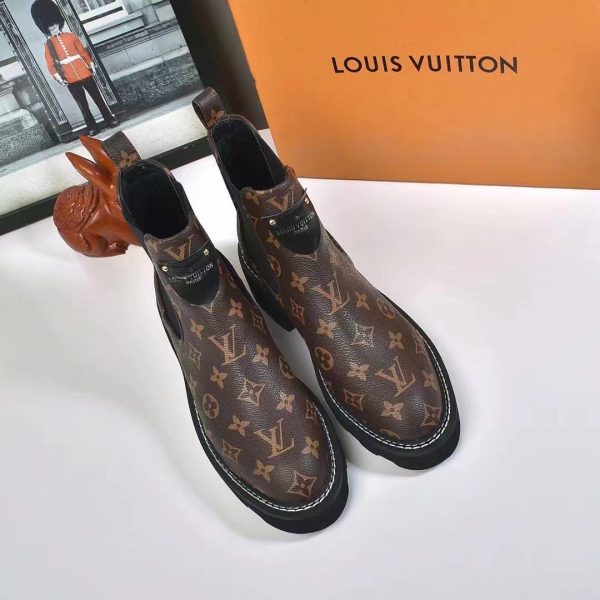 LOUIS VUITTON LV BEAUBOURG ANKLE BOOTS CACAO BROWN 1A8QCL