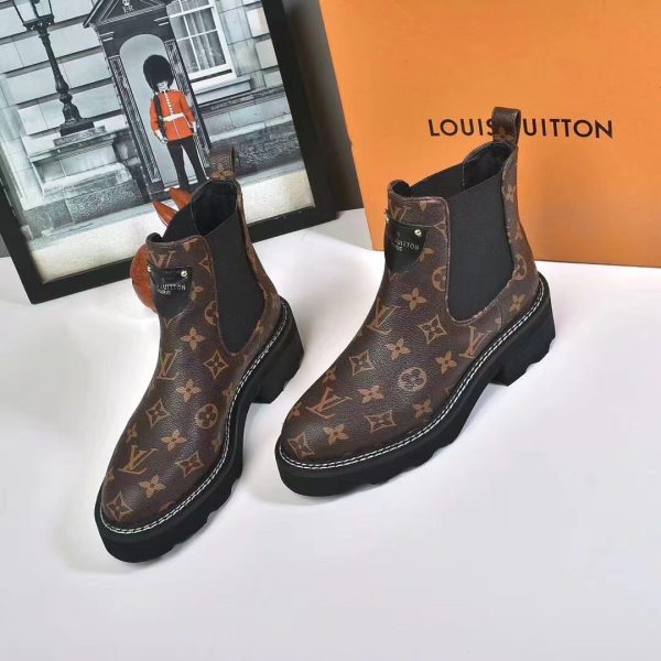 LOUIS VUITTON LV BEAUBOURG ANKLE BOOTS CACAO BROWN 1A8QCL