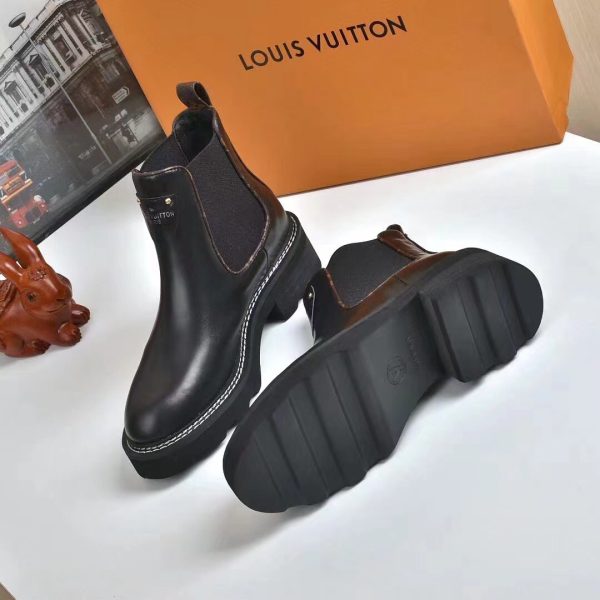 LOUIS VUITTON LV BEAUBOURG ANKLE BOOTS CALF LEATHER BLACK 1A8949