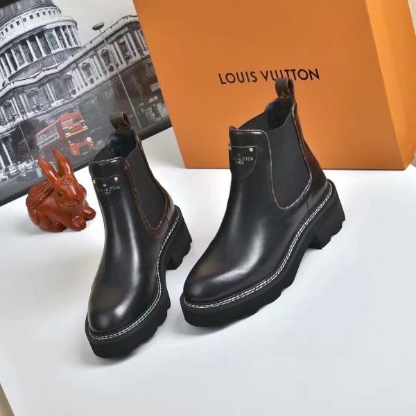 LOUIS VUITTON LV BEAUBOURG ANKLE BOOTS CALF LEATHER BLACK 1A8949