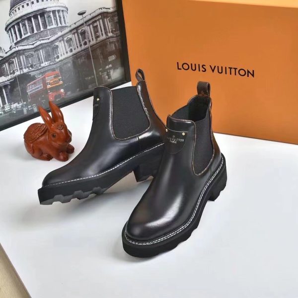 LOUIS VUITTON LV BEAUBOURG ANKLE BOOTS CALF LEATHER BLACK 1A8949