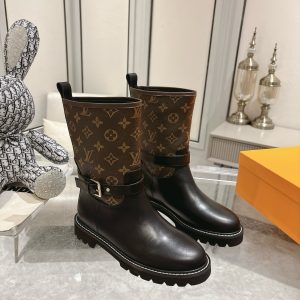 LOUIS VUITTON TERRITORY FLAT ANKLE BOOT MONOGRAM BROWN