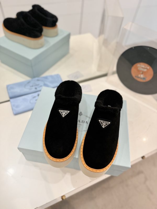 PRADA SUEDE MULES BLACK