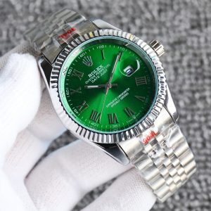 ROLEX DATEJUST ROMAN NUMERAL OYSTERSTEEL AND WHITE GOLD IN GREEN 41MM