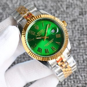 ROLEX DATEJUST ROMAN NUMERAL DIAL OYSTERSTEEL AND GOLD IN GREEN 41MM