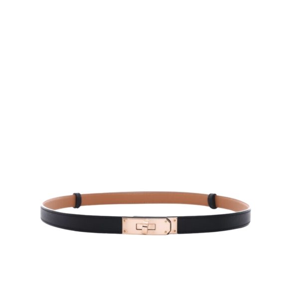 HERMES KELLY 18 BELT BLACK AND ROSE GOLD