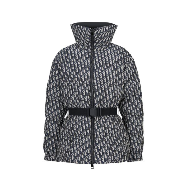 DIOR ALPS BELTED PUFFER JACKET BLUE AND OFF WHITE