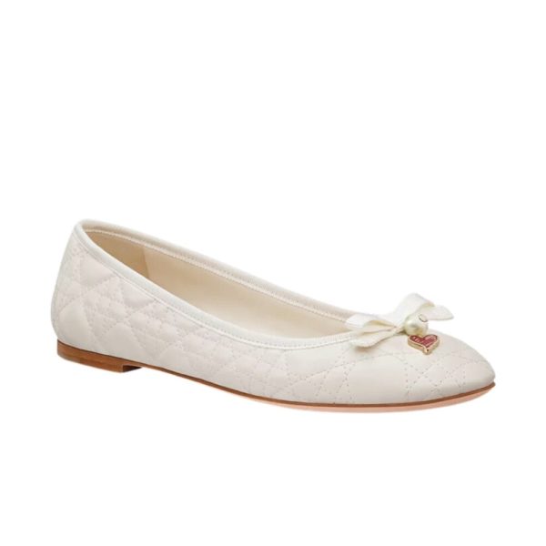 DIOR DIORAMOUR BALLET FLAT WHITE KDB918CQC S03W