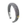 CHANEL CC TWEED HEADBAND WITH GOLD HARDWARE GREY