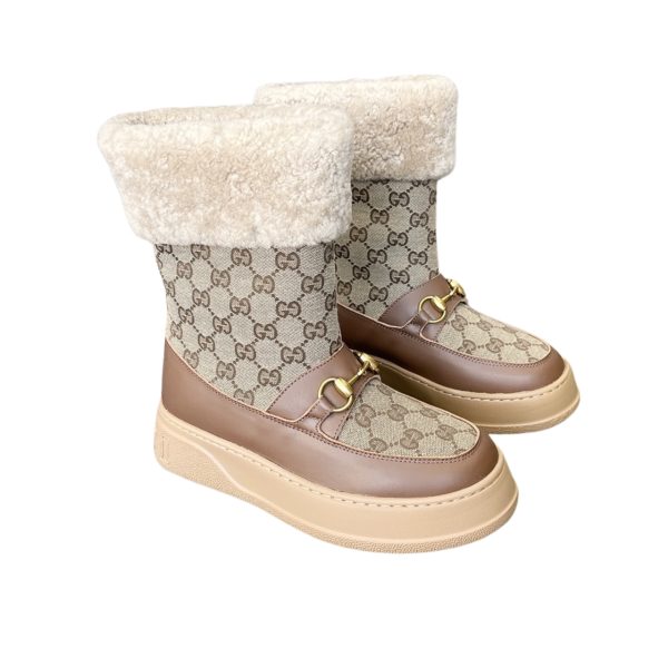 GUCCI 1955 HORSEBIT SNOW BOOTS GG CANVAS IN BROWN