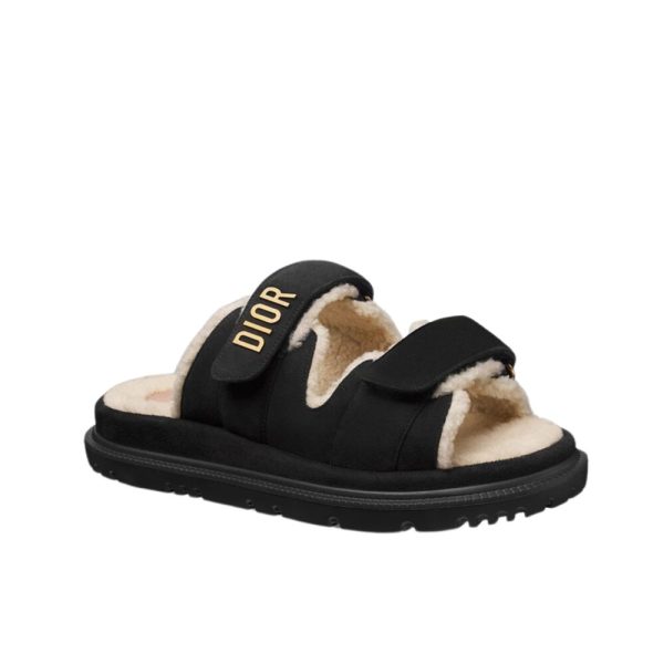 DIOR DIORACT SLIDE SUEDE GOATSKIN BLACK KCO105SKU S900