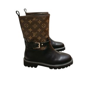 LOUIS VUITTON TERRITORY FLAT ANKLE BOOT MONOGRAM BROWN