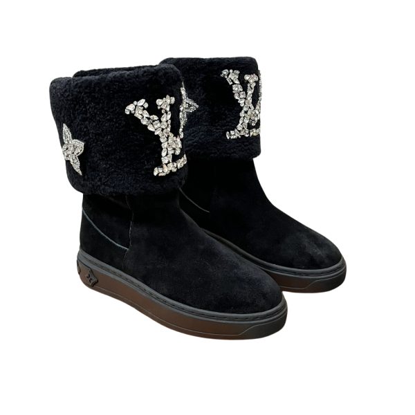 LOUIS VUITTON ANKLE BOOT STUDDED WITH DIAMONDS BLACK