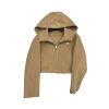 PRADA CROPPED COAT WITH HOOD BROWN